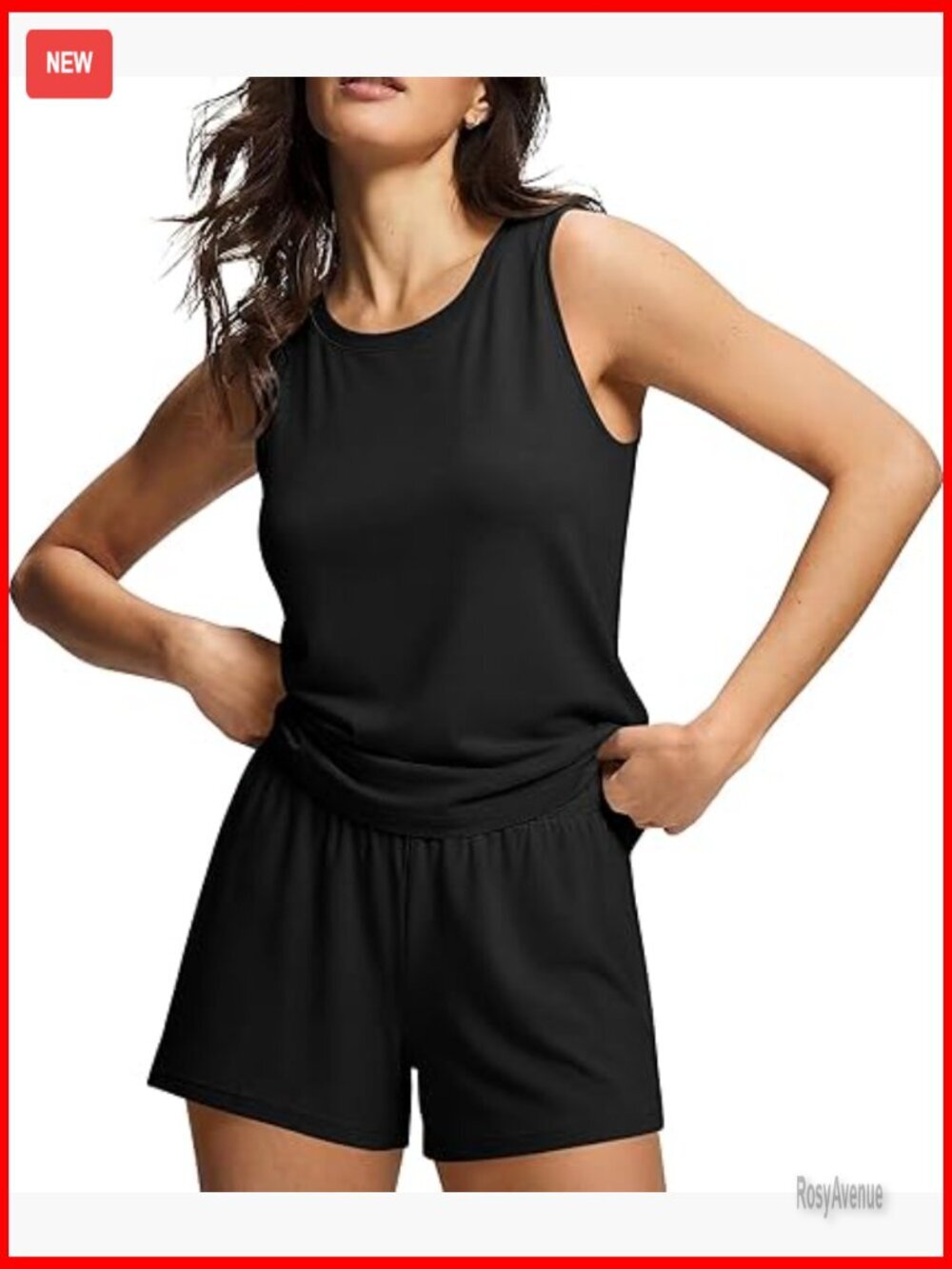 Women's Pajama Set Viscose from Bamboo Tank Top and Shorts 2 Piece Sleepwear